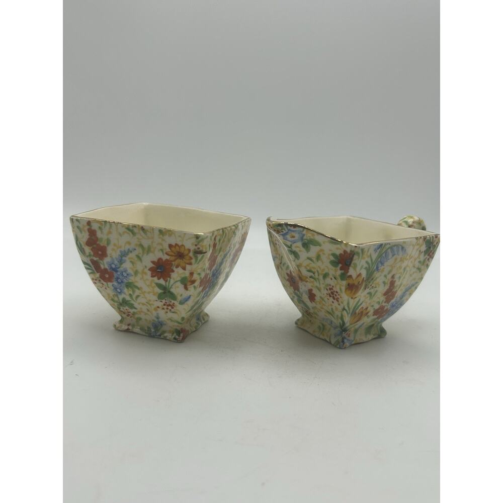 1920 - 1930 Vintage Creamer And Sugar Dish. Urphila Fairfax Pattern. Slovakia.